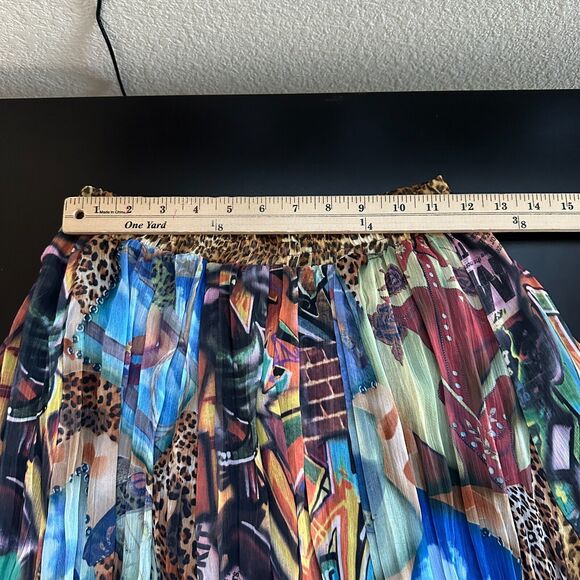 Patricia Wolf Skirt Small Western Broomstick Art to Wear Pleated Cheetah Print - Picture 10 of 12